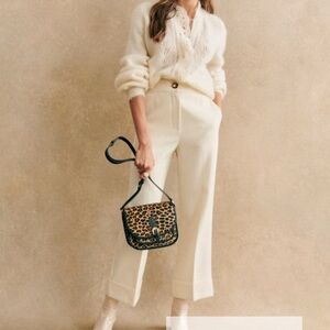 Sezane Damon cropped cream pants